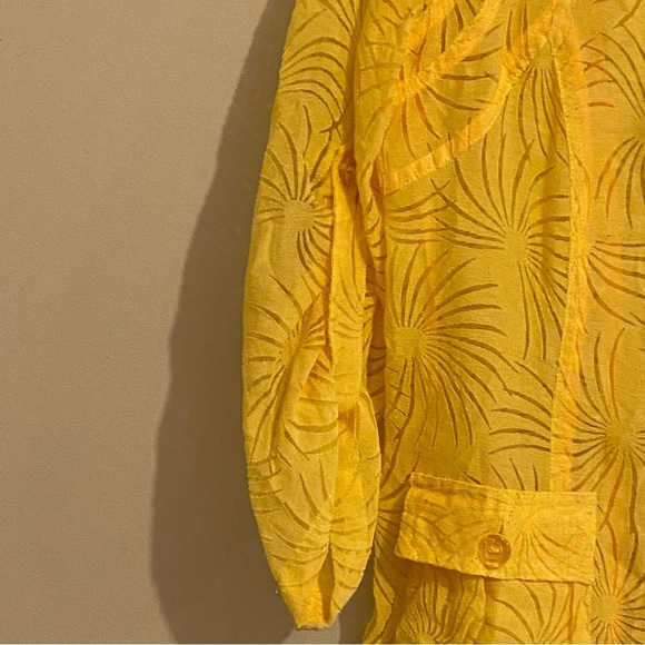 Multiples Women Sheer Zip Up Size S Top/Jacket Cover Up Yellow Roll Tab Sleeves - Picture 5 of 12